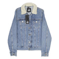 KINGS WILL DREAM Mens Blue Denim Jacket S Cotton Button Stand-Up Collar Plain