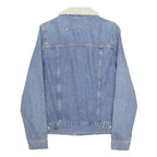 KINGS WILL DREAM Mens Blue Denim Jacket S Cotton Button Stand-Up Collar Plain