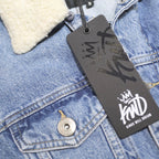 KINGS WILL DREAM Mens Blue Denim Jacket S Cotton Button Stand-Up Collar Plain