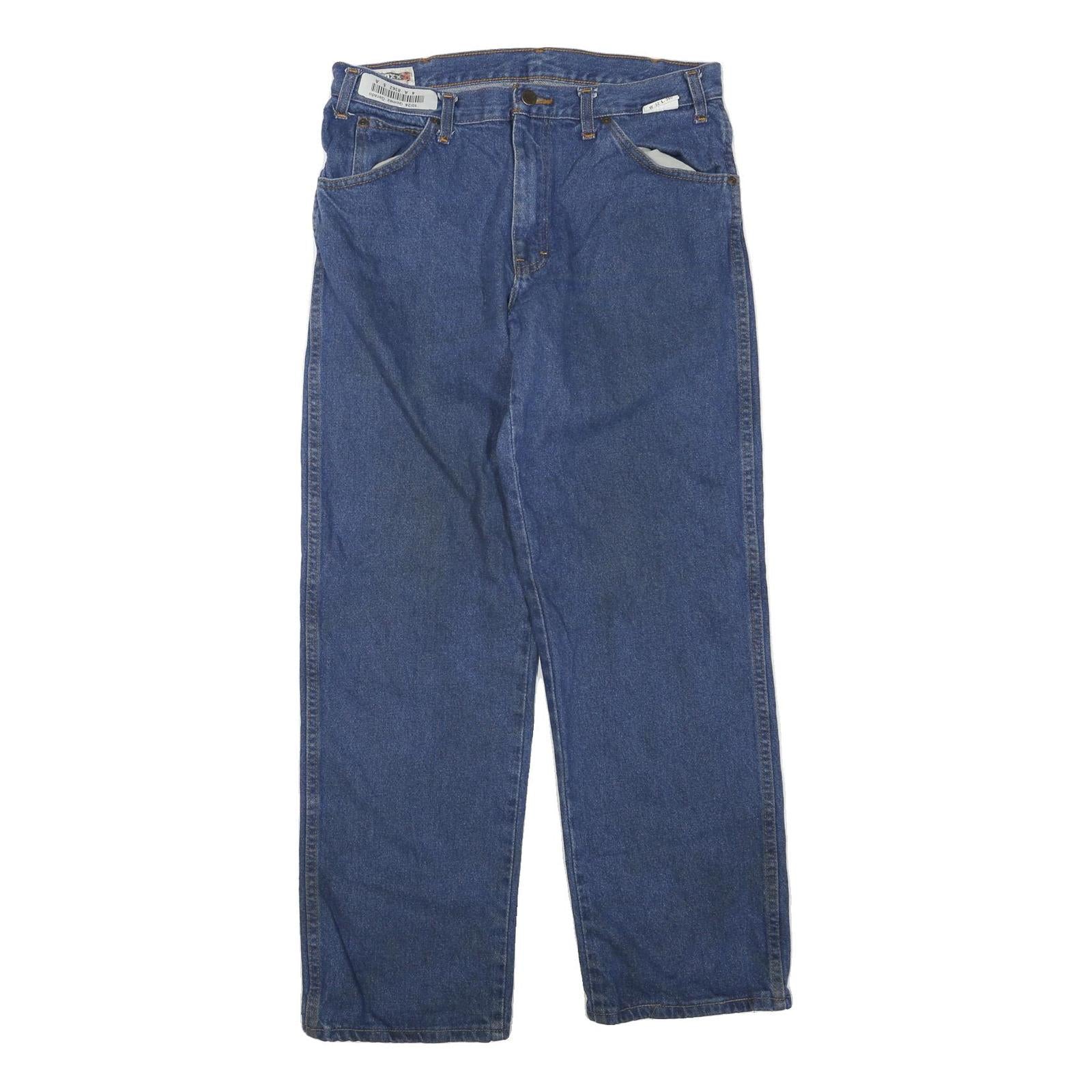 DICKIES Mens Blue Regular Fit Straight Leg Denim W32 L29 Zip Jeans Workwear