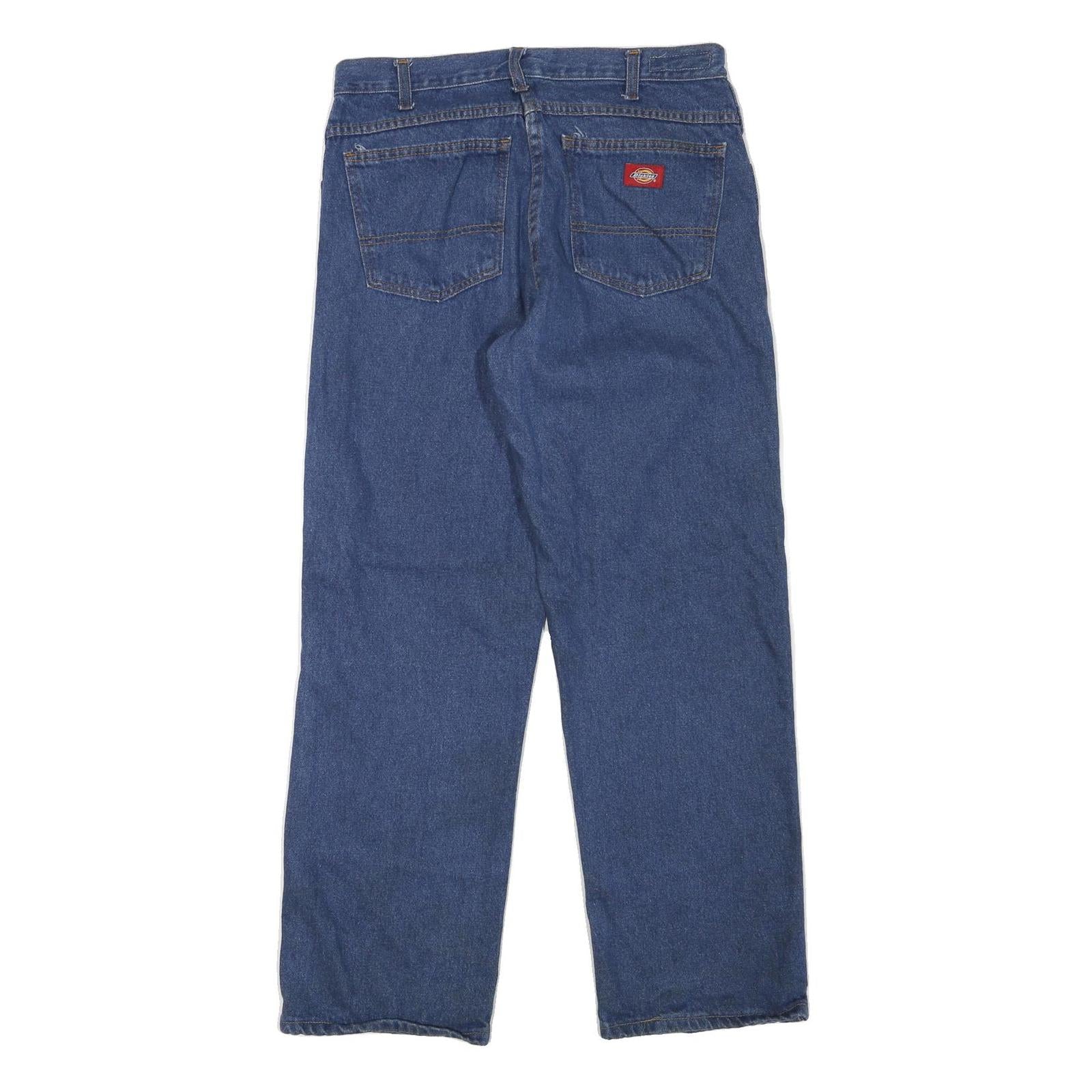 DICKIES Mens Blue Regular Fit Straight Leg Denim W32 L29 Zip Jeans Workwear