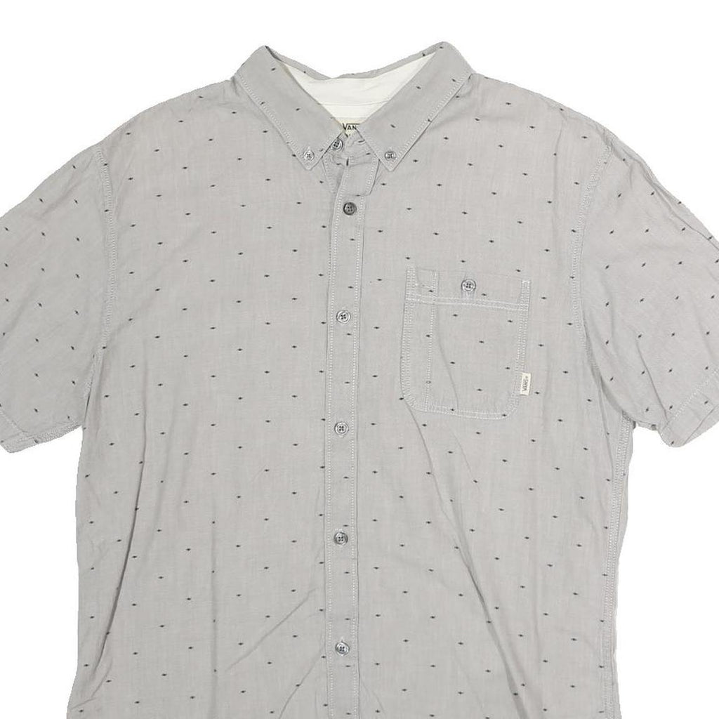 VANS Mens Grey & Black Shirt L Cotton Button Collar Casual Summer Shirt