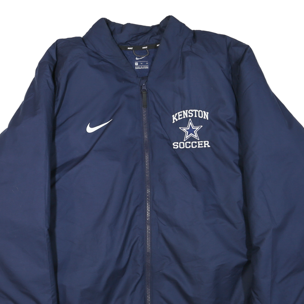 NIKE Mens Navy Blue Kenston Soccer Jacket L Polyester Blend Plain Zip Sportswear