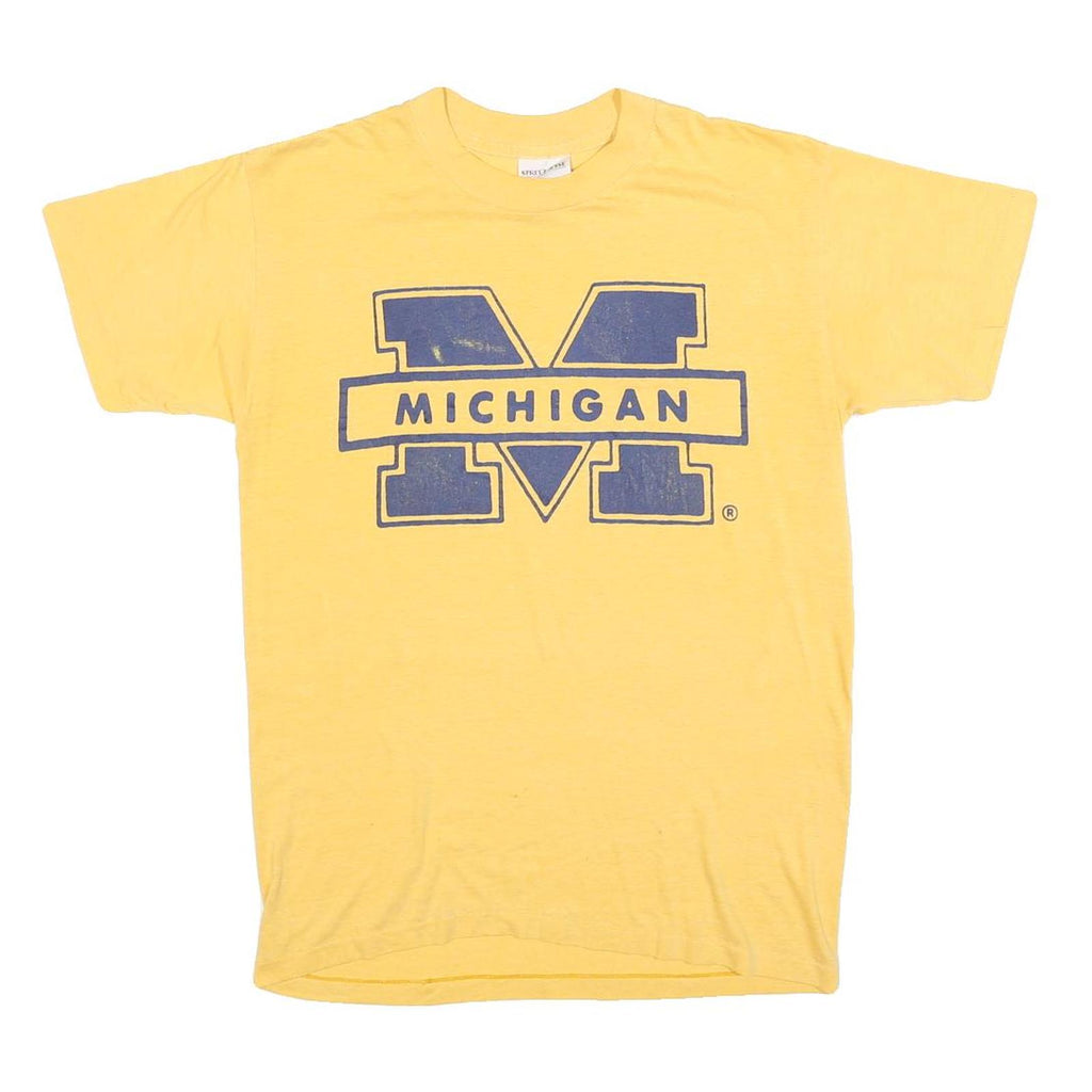 STREET WISE Womens Yellow Michigan Graphic T-Shirt L Short Sleeve Crew Neck