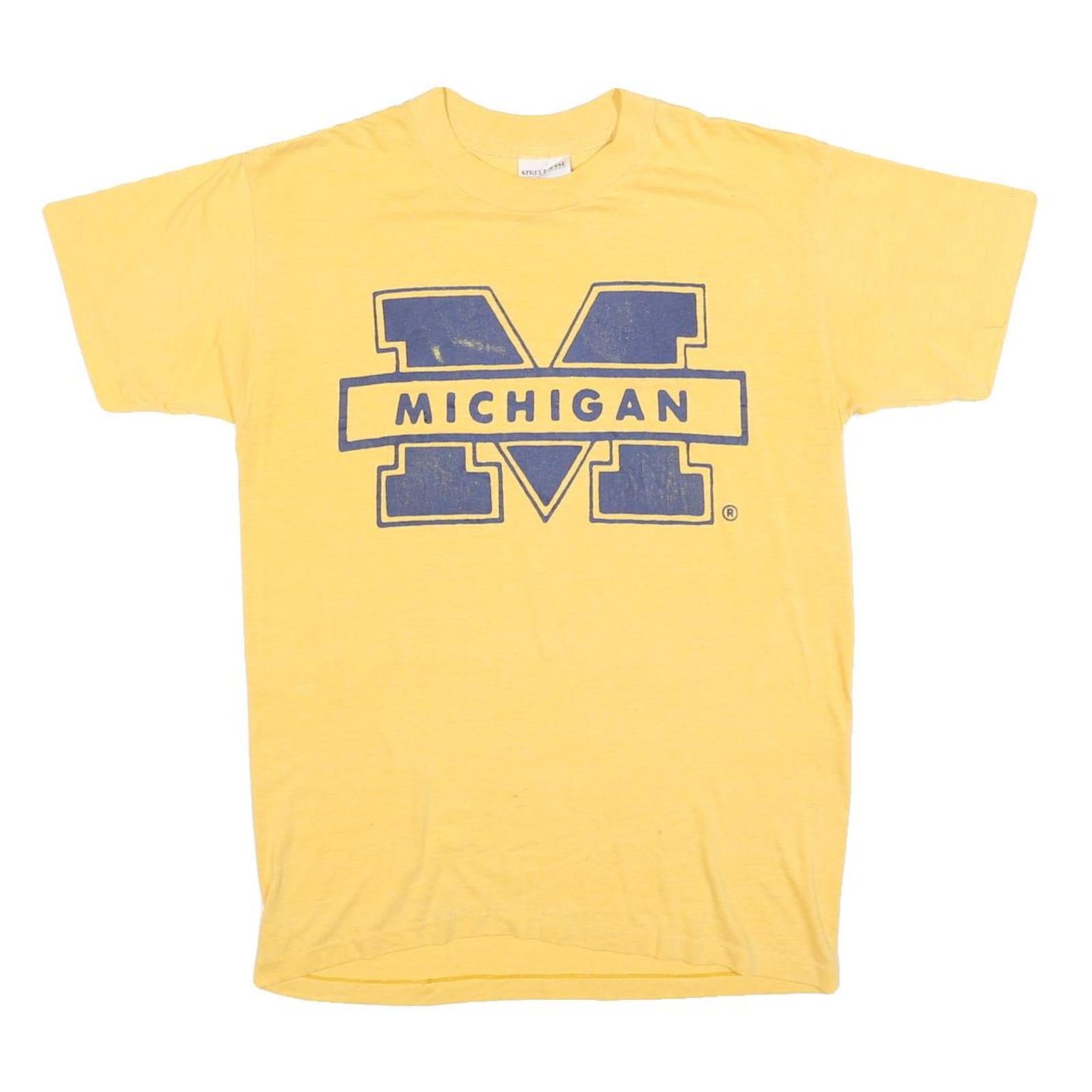 STREET WISE Womens Yellow Michigan Graphic T-Shirt L Short Sleeve Crew Neck