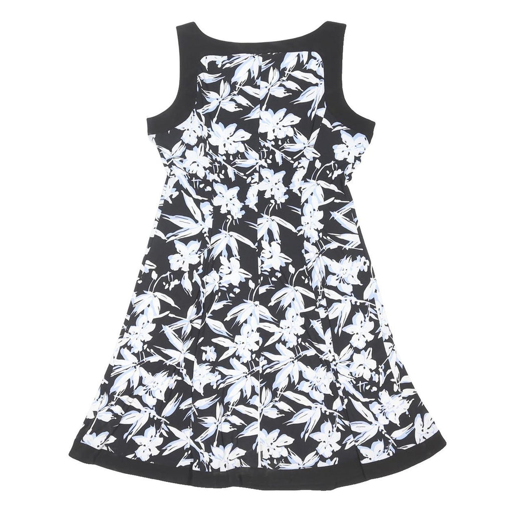 LAUREN RALPH LAUREN Womens Black & White Floral Fit & Flare Woven Sleeveless