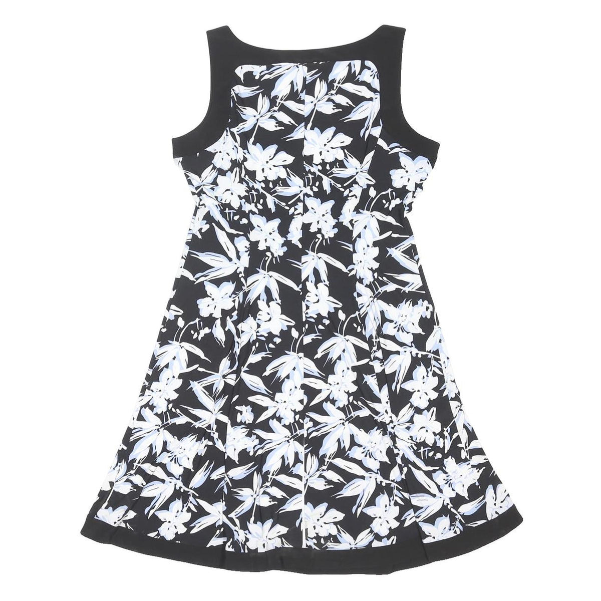 LAUREN RALPH LAUREN Womens Black & White Floral Fit & Flare Woven Sleeveless