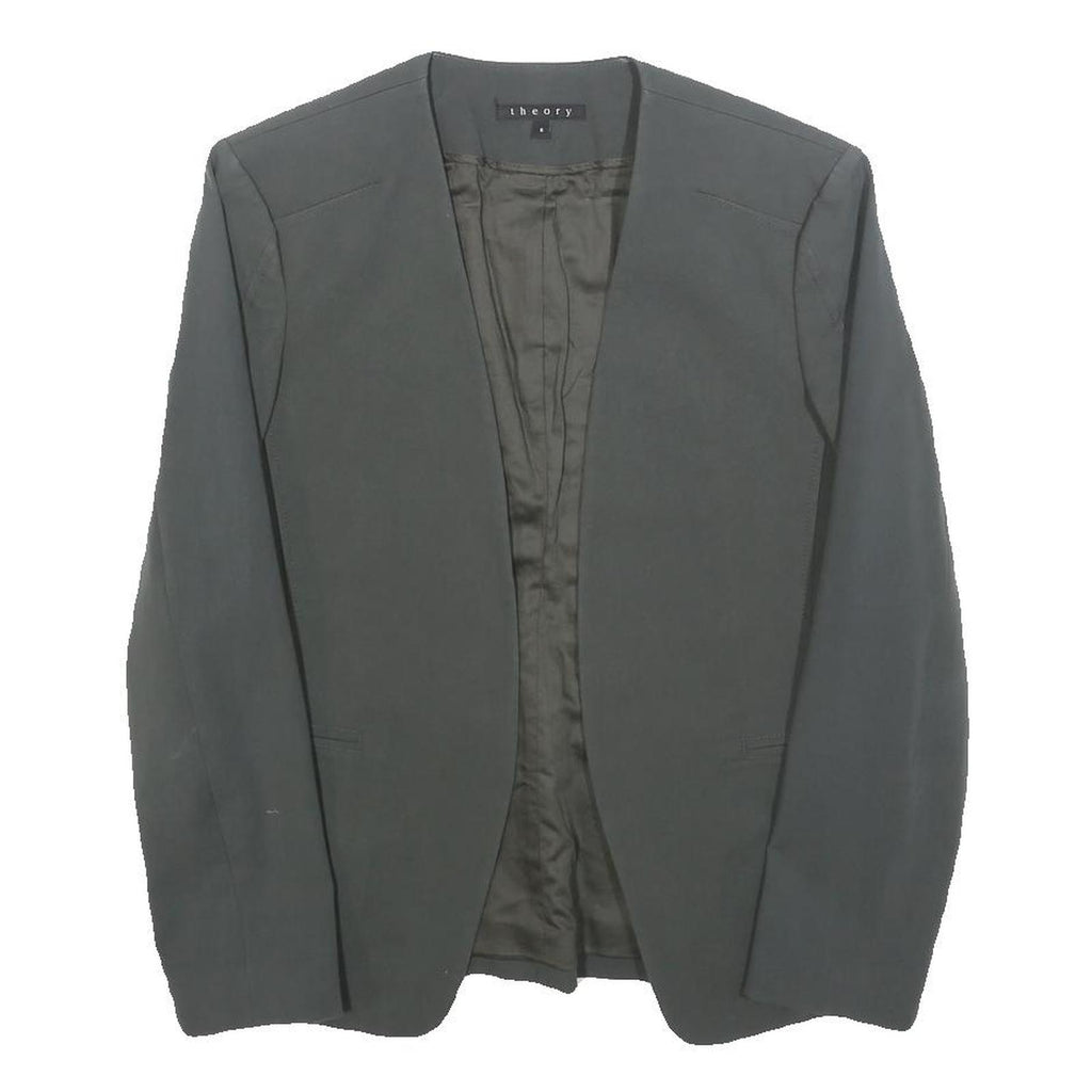 THEORY Womens Black Jacket S Cotton Blend Plain Minimalist Workwear