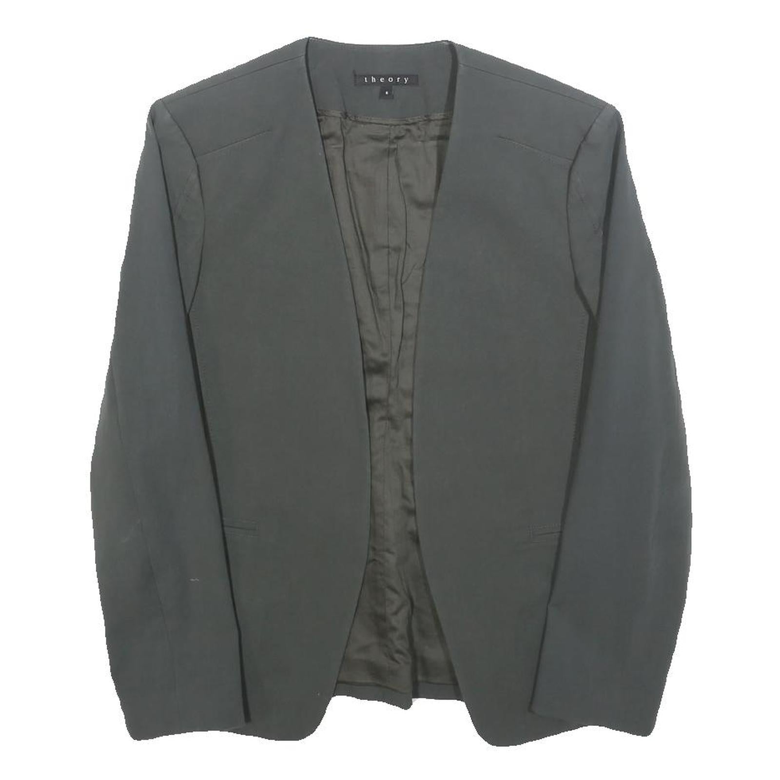 THEORY Womens Black Jacket S Cotton Blend Plain Minimalist Workwear