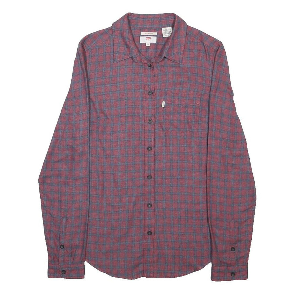 LEVI'S Womens Red & Blue Checked Shirt XS Long Sleeve Cotton Blend Classic