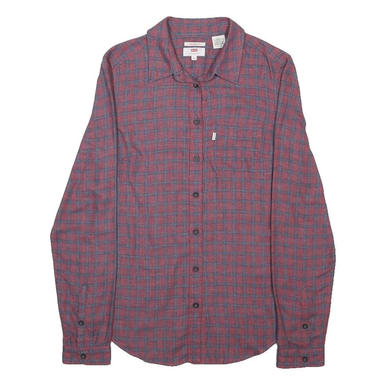 LEVI'S Womens Red & Blue Checked Shirt XS Long Sleeve Cotton Blend Classic
