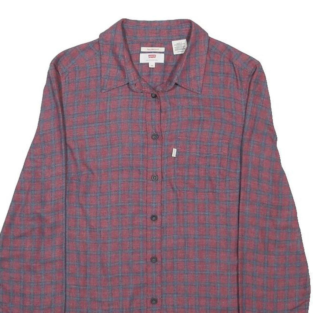 LEVI'S Womens Red & Blue Checked Shirt XS Long Sleeve Cotton Blend Classic