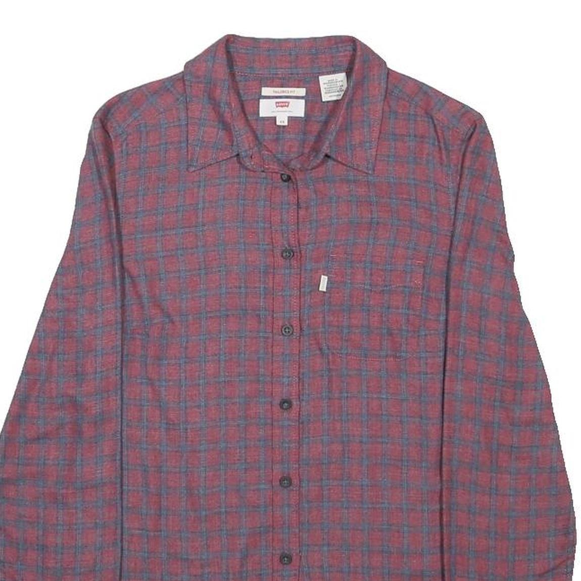 LEVI'S Womens Red & Blue Checked Shirt XS Long Sleeve Cotton Blend Classic