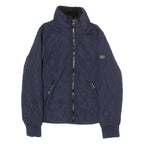 DIESEL Womens Quilted Jacket Blue Hooded M
