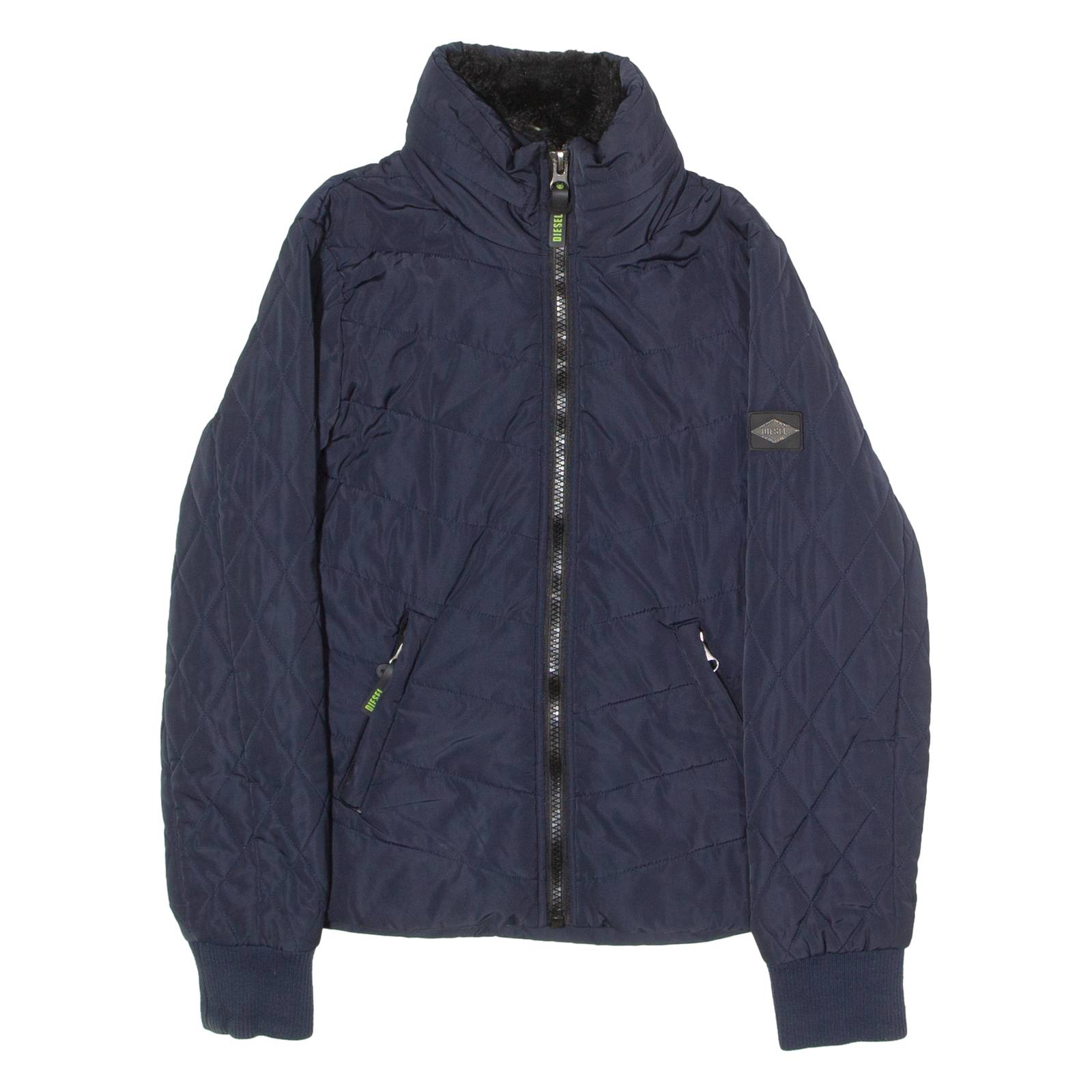 DIESEL Womens Quilted Jacket Blue Hooded M
