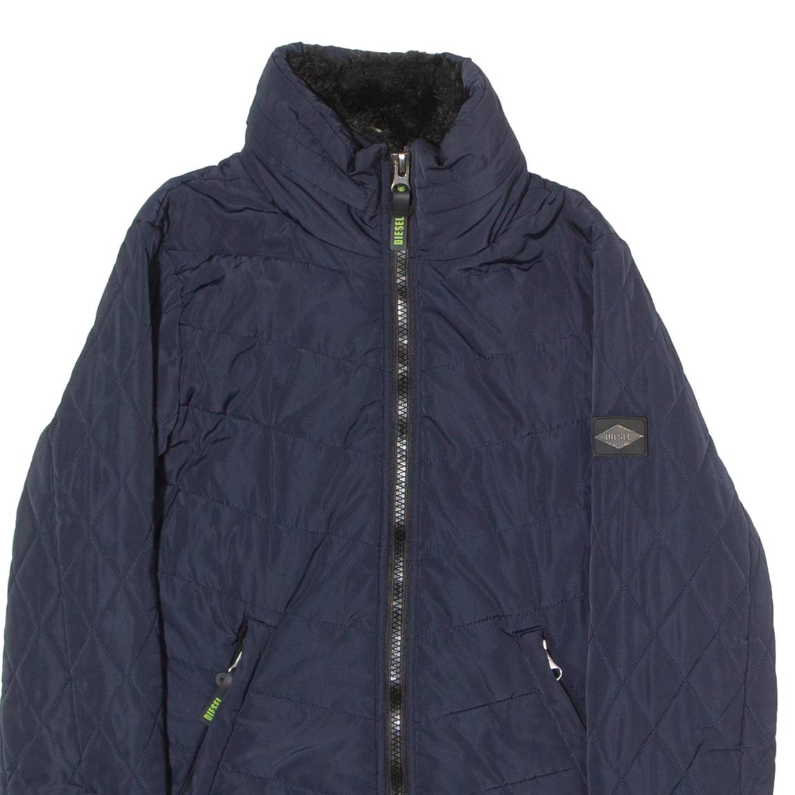 DIESEL Womens Quilted Jacket Blue Hooded M