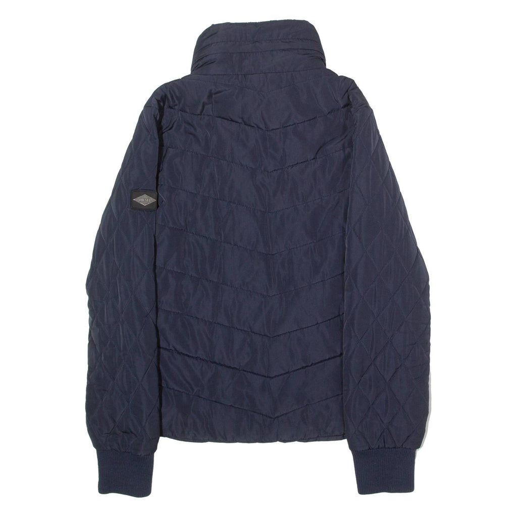 DIESEL Womens Quilted Jacket Blue Hooded M