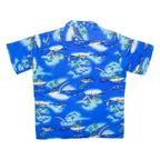 SHORELINE HAWAII Mens Hawaiian Shirt Blue Crazy Pattern M