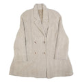 TEAM MODE Womens Beige Wool Blend Double Breasted Jacket M Herringbone Button