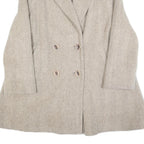 TEAM MODE Womens Beige Wool Blend Double Breasted Jacket M Herringbone Button