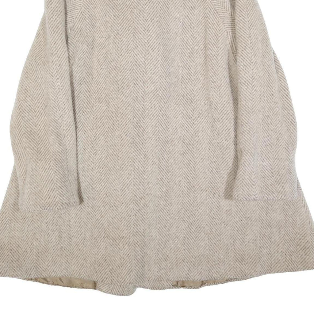 TEAM MODE Womens Beige Wool Blend Double Breasted Jacket M Herringbone Button