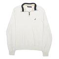 CHAPS Mens White Pullover Plain Crew Neck Basic Knit Jumper M Cotton Casual