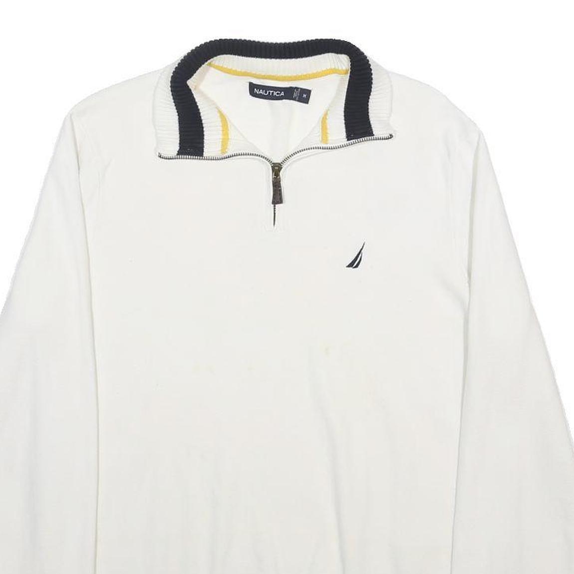 CHAPS Mens White Pullover Plain Crew Neck Basic Knit Jumper M Cotton Casual