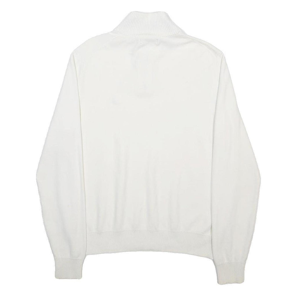 CHAPS Mens White Pullover Plain Crew Neck Basic Knit Jumper M Cotton Casual