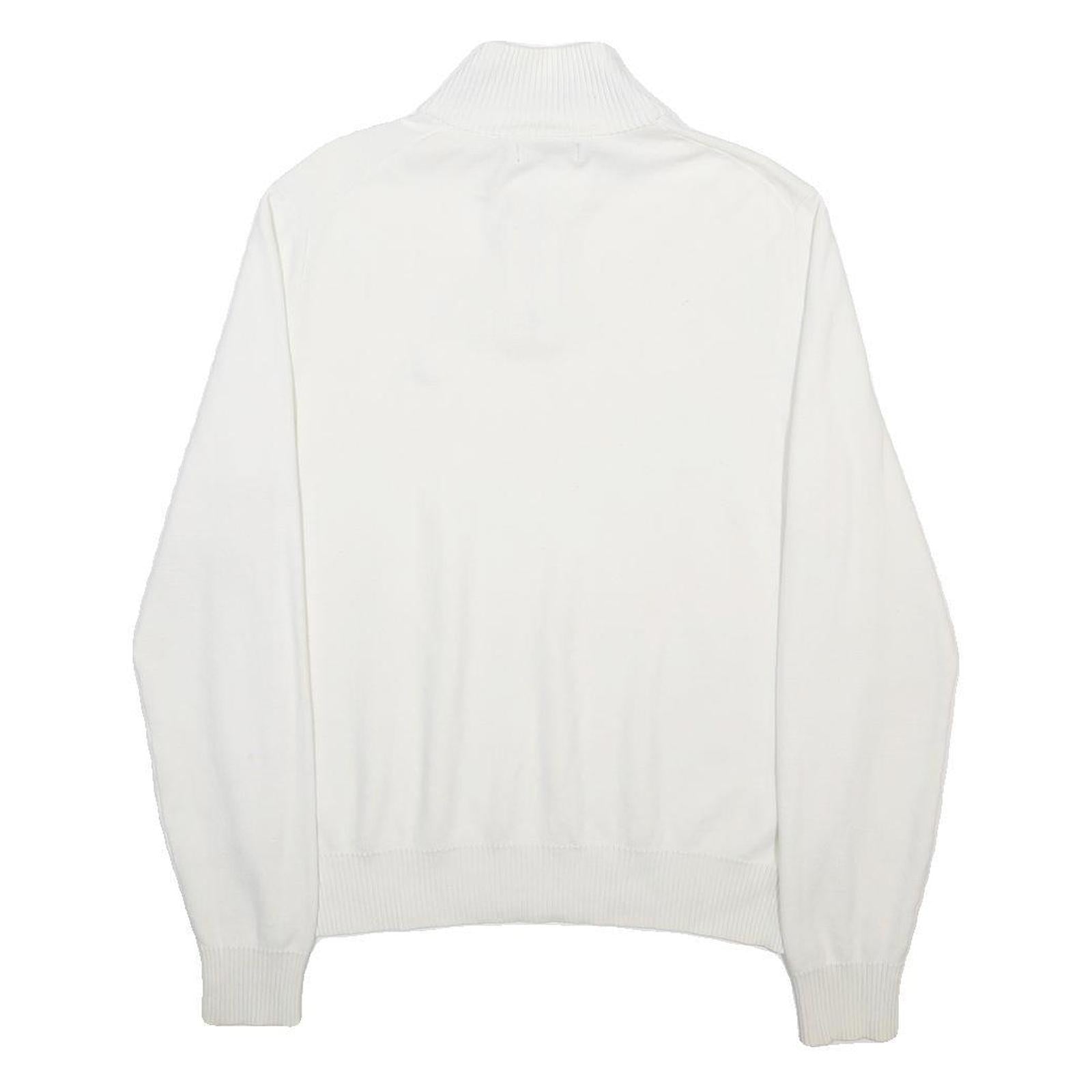 CHAPS Mens White Pullover Plain Crew Neck Basic Knit Jumper M Cotton Casual