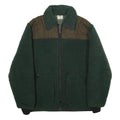 Mens Green & Brown Outdoor Polyester Fleece Jacket L Zip Pockets Casual Warm