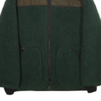Mens Green & Brown Outdoor Polyester Fleece Jacket L Zip Pockets Casual Warm