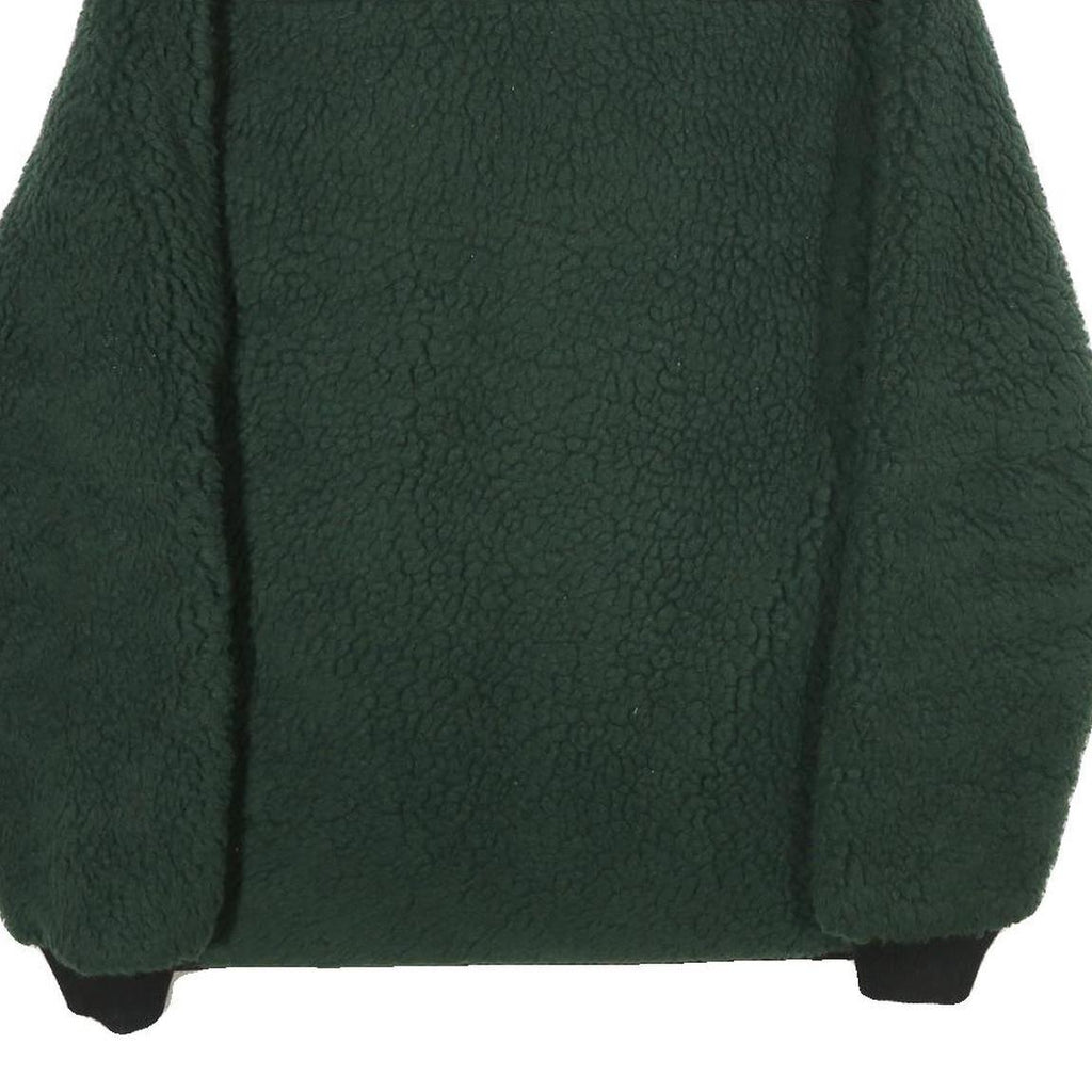 Mens Green & Brown Outdoor Polyester Fleece Jacket L Zip Pockets Casual Warm