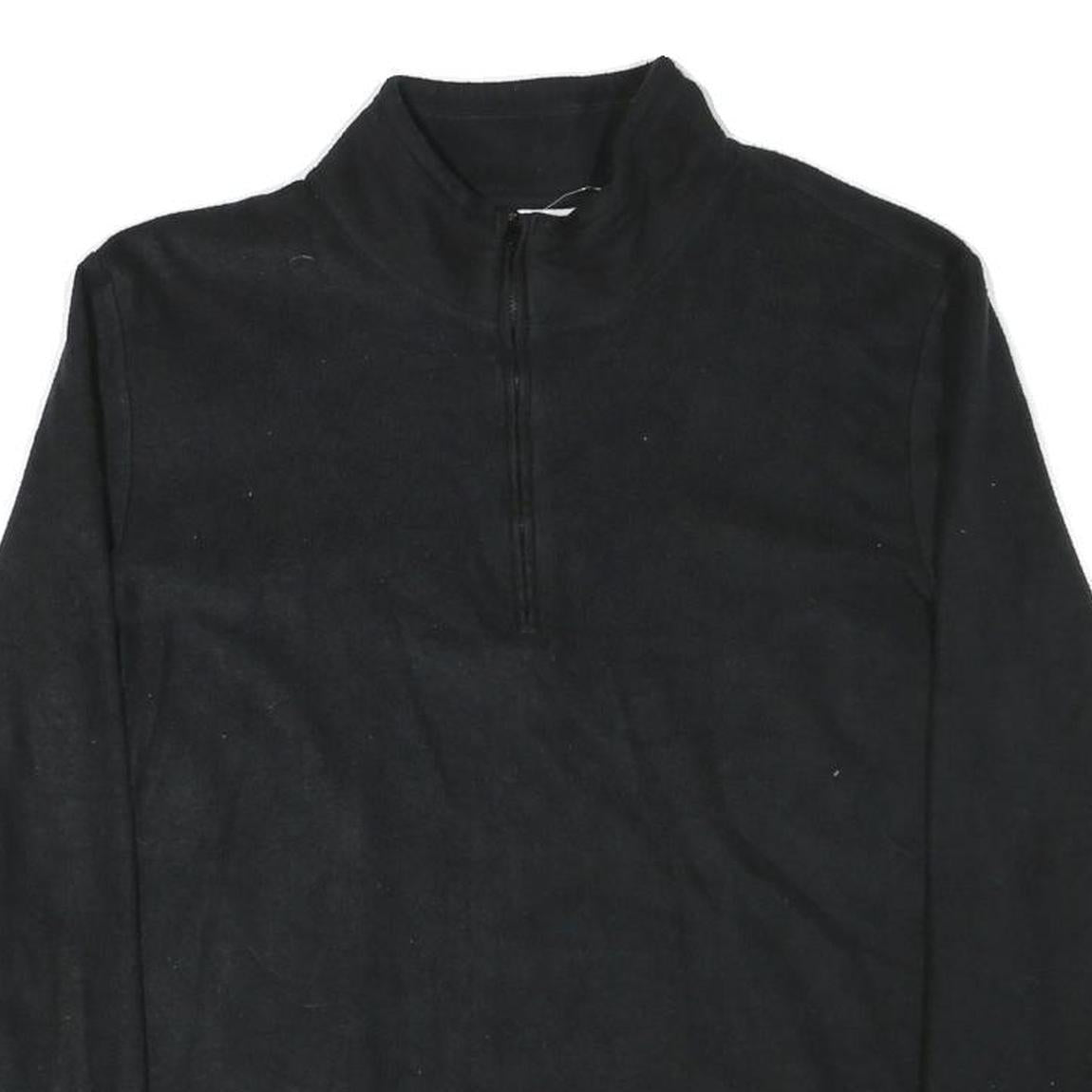 CALVIN KLEIN Mens Black Plain Pullover Jumper Crew Neck Polyester Blend L Zip