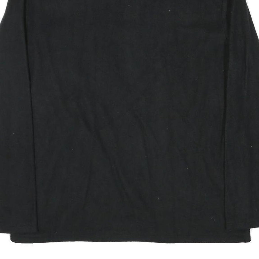 CALVIN KLEIN Mens Black Plain Pullover Jumper Crew Neck Polyester Blend L Zip