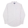 TOMMY HILFIGER Mens White & Red Stripe Shirt M Classic Fit Button-Down Collar