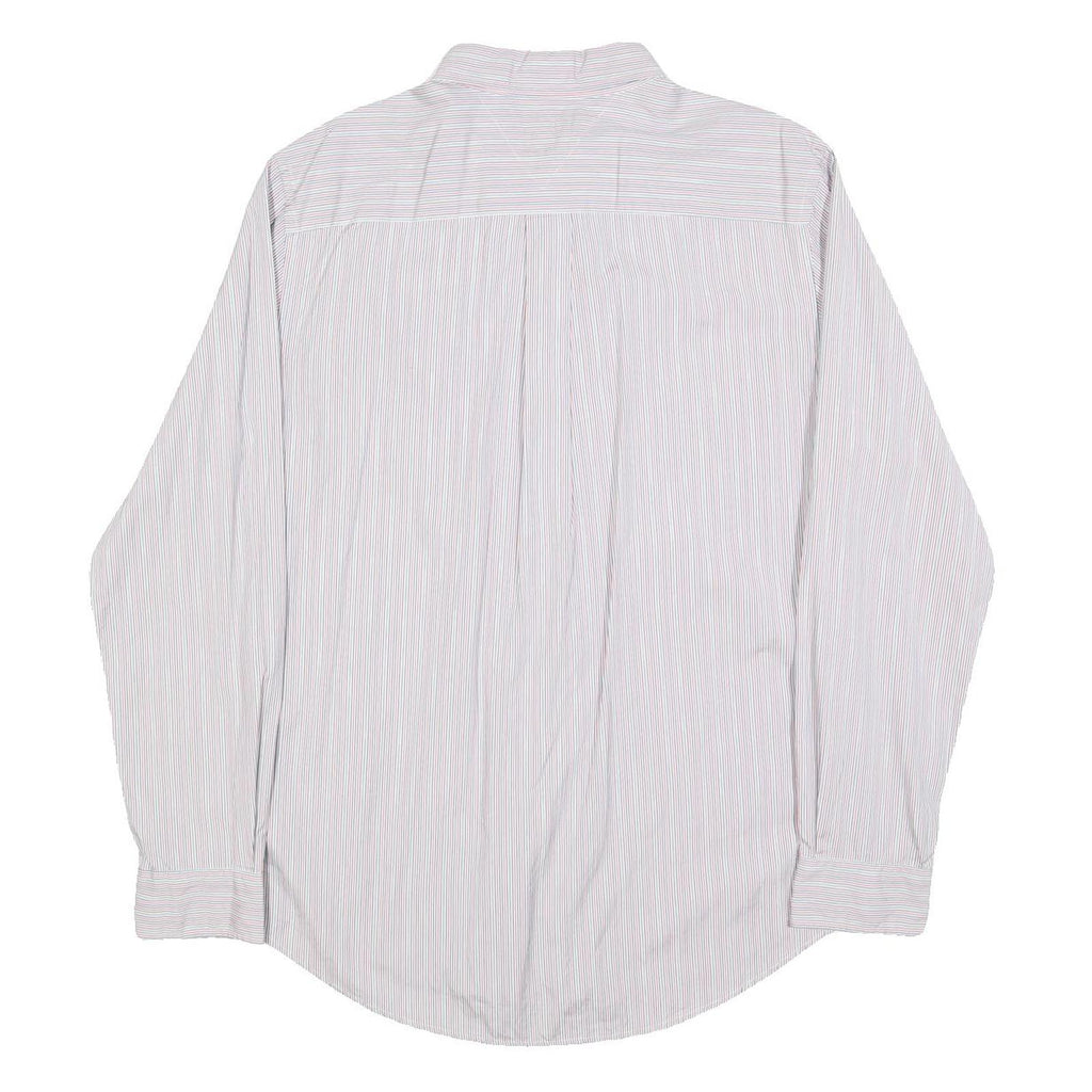 TOMMY HILFIGER Mens White & Red Stripe Shirt M Classic Fit Button-Down Collar