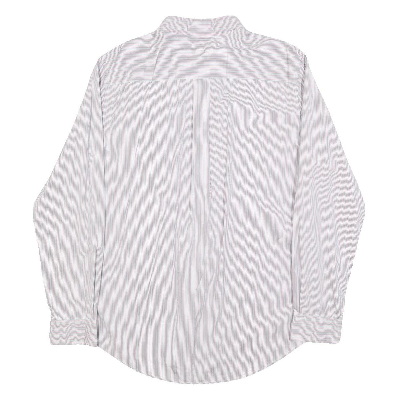 TOMMY HILFIGER Mens White & Red Stripe Shirt M Classic Fit Button-Down Collar