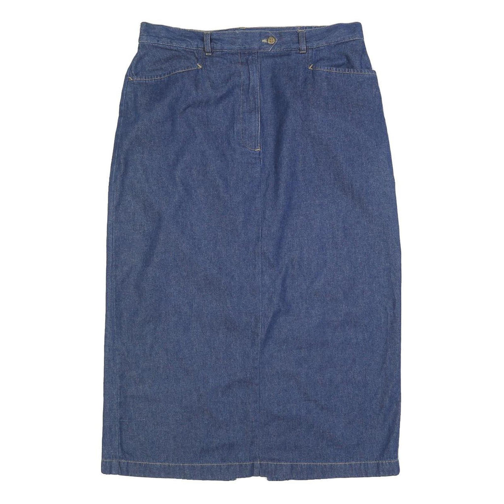 CLASSIC ELEMENTS Womens Blue Denim Midi Cotton Blend Straight Skirt M Casual