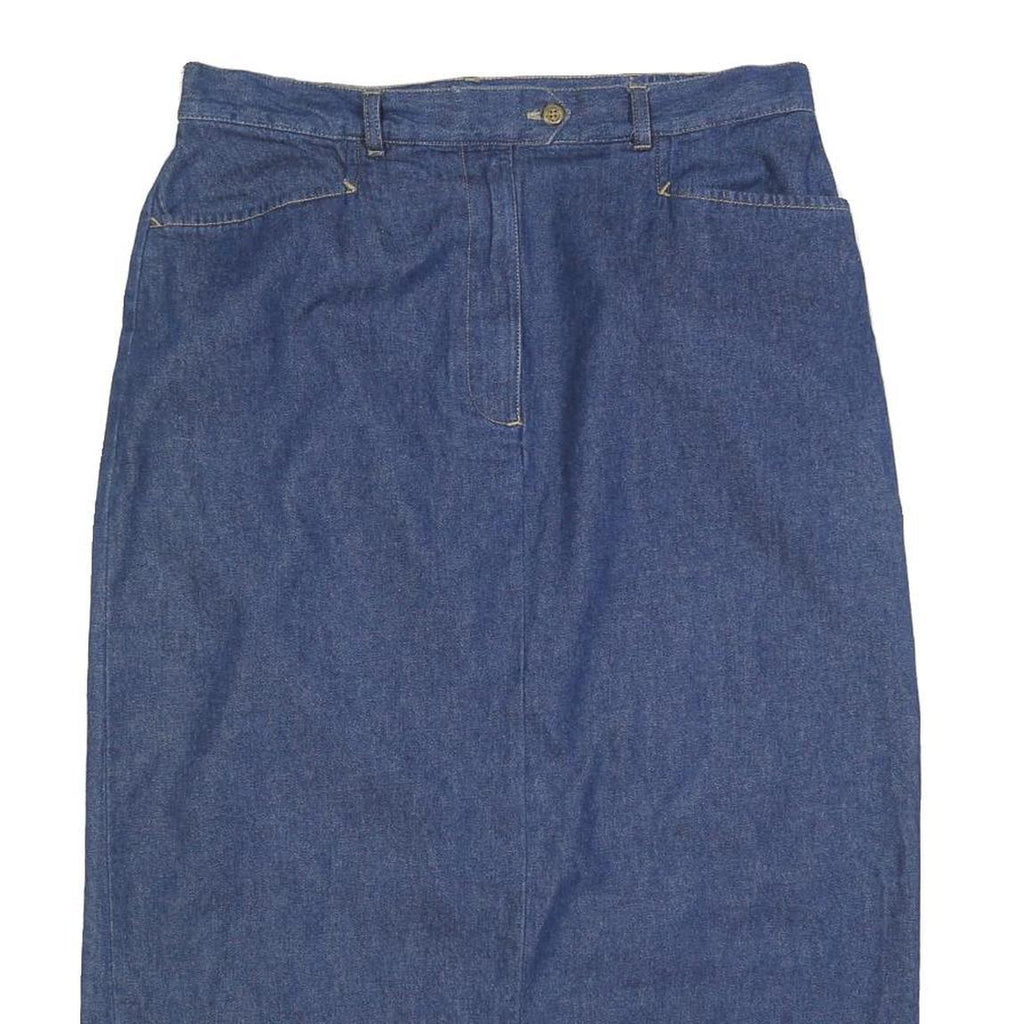 CLASSIC ELEMENTS Womens Blue Denim Midi Cotton Blend Straight Skirt M Casual