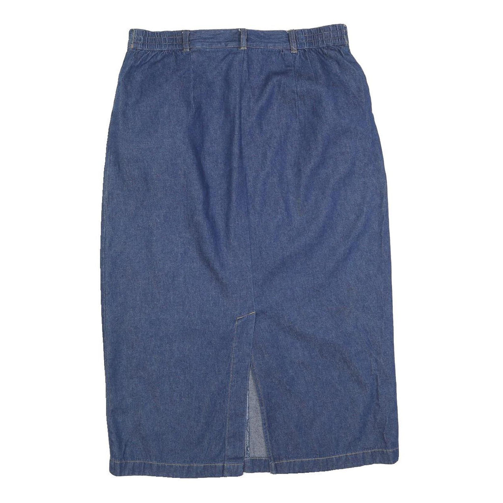 CLASSIC ELEMENTS Womens Blue Denim Midi Cotton Blend Straight Skirt M Casual