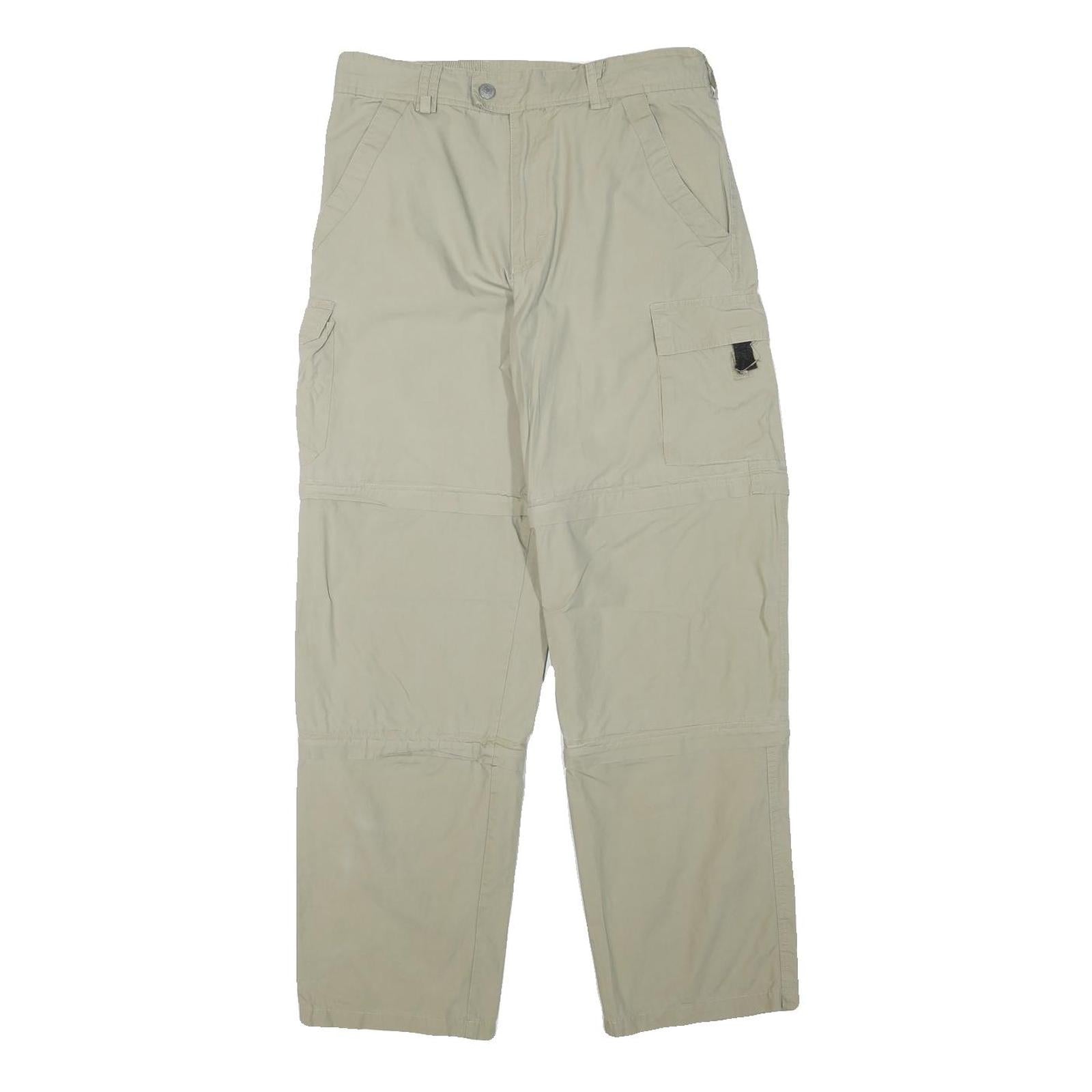 LETS GO Mens Relaxed Beige Cargo Trousers W30 L30 Utility Zip Pockets