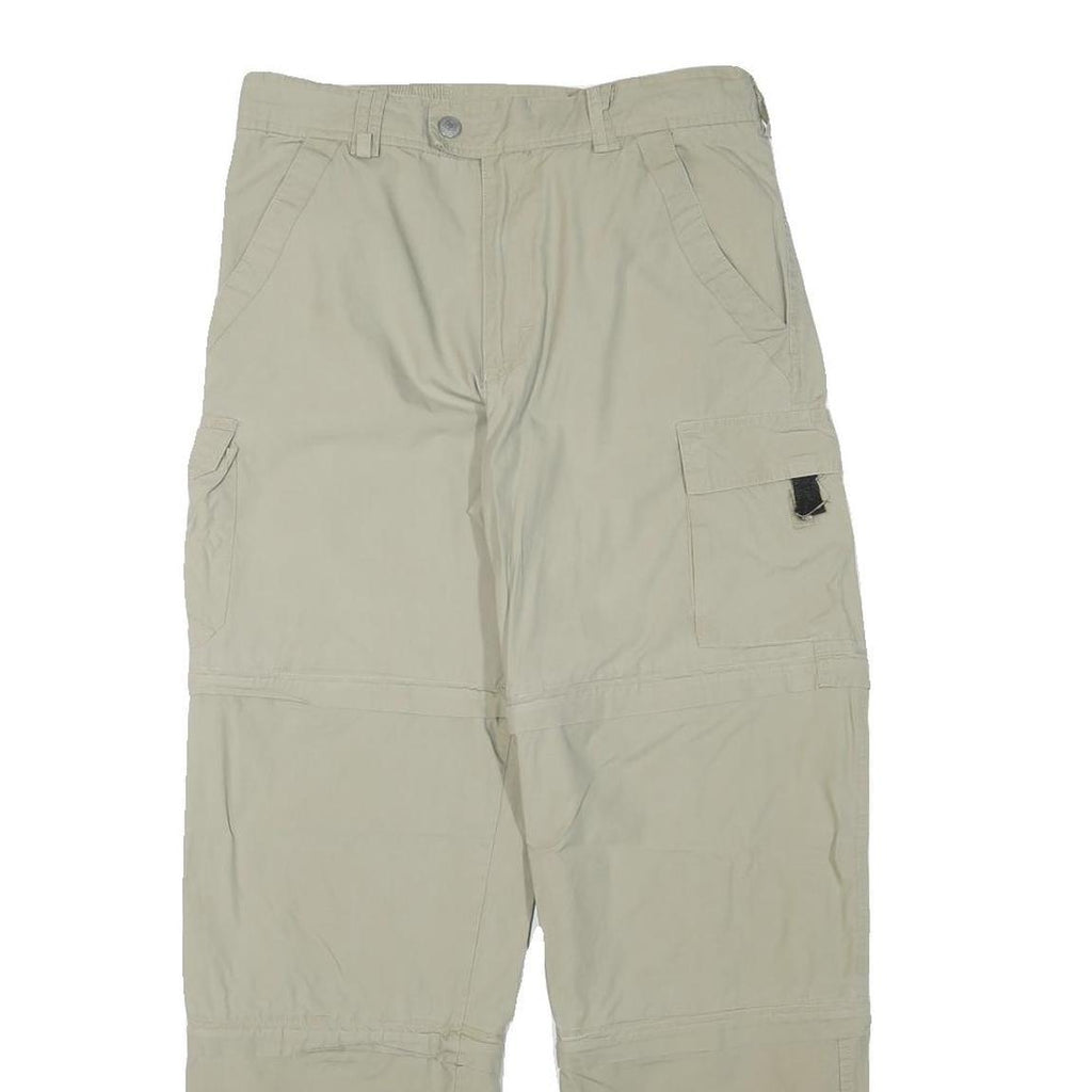 LETS GO Mens Relaxed Beige Cargo Trousers W30 L30 Utility Zip Pockets