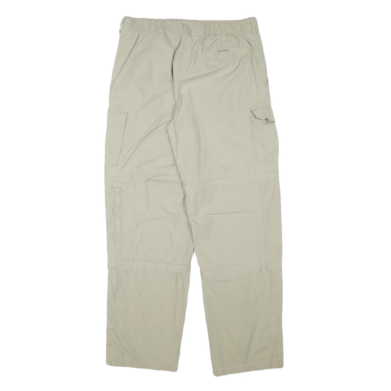 LETS GO Mens Relaxed Beige Cargo Trousers W30 L30 Utility Zip Pockets