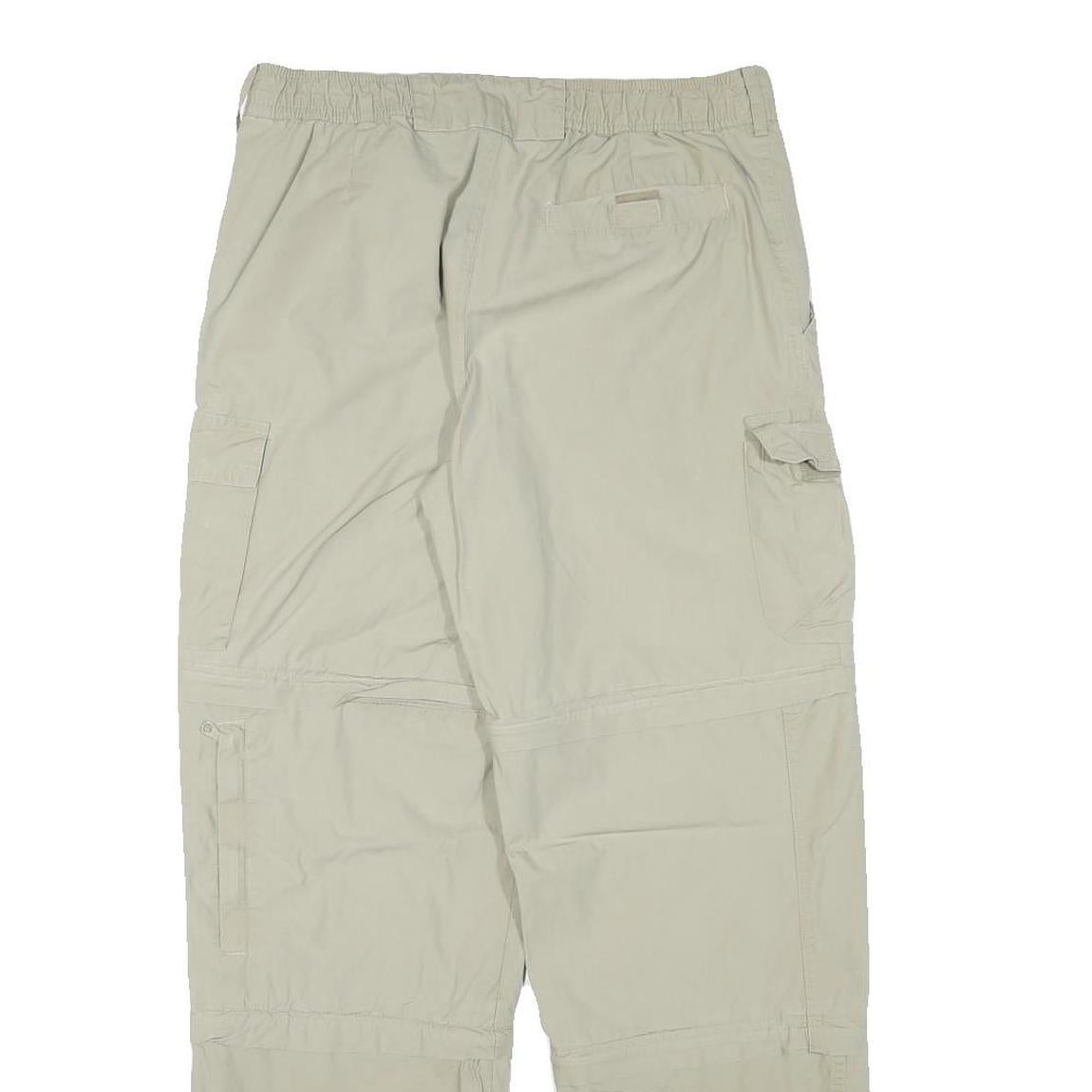 LETS GO Mens Relaxed Beige Cargo Trousers W30 L30 Utility Zip Pockets
