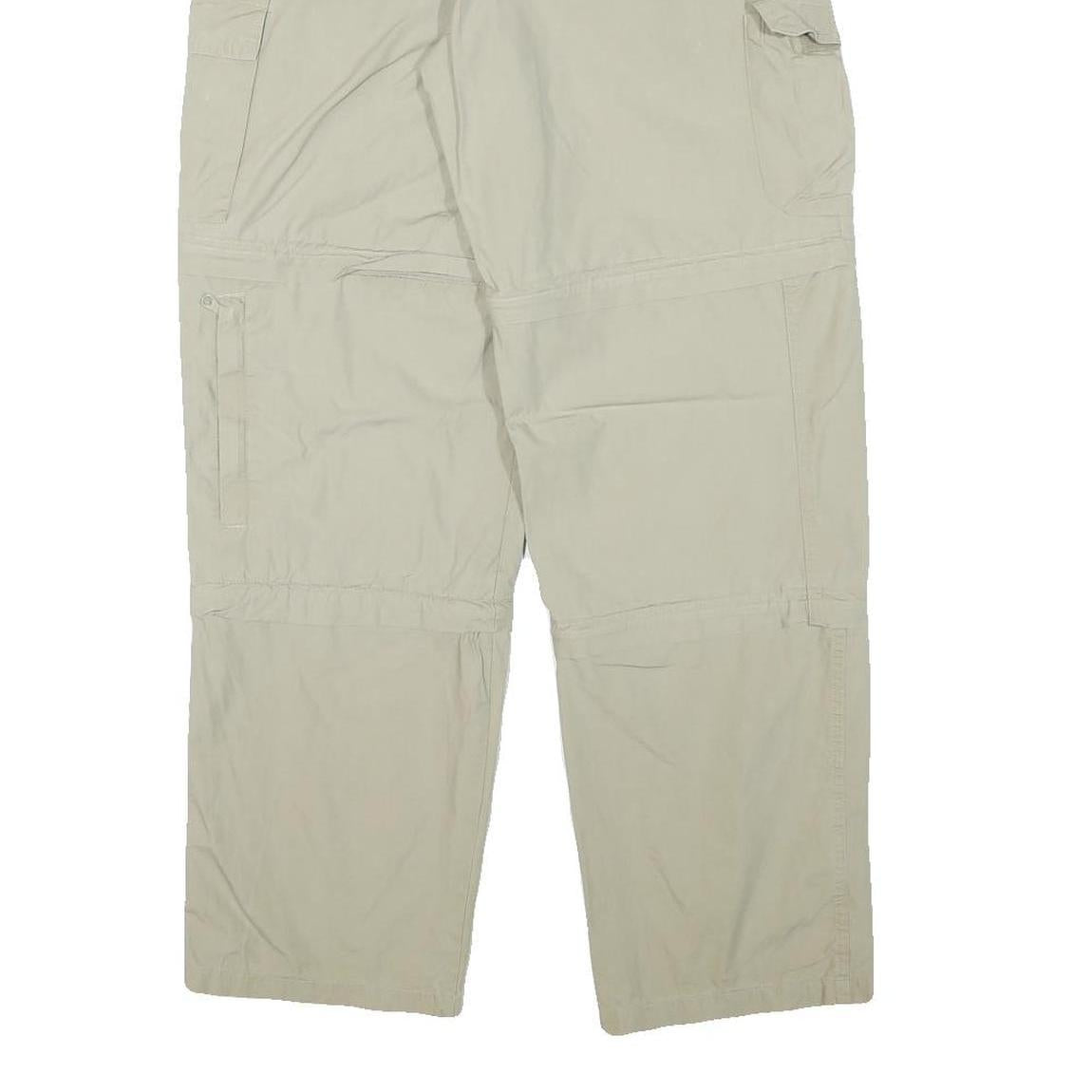LETS GO Mens Relaxed Beige Cargo Trousers W30 L30 Utility Zip Pockets