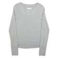 HOLLISTER Womens Grey Pullover Sweatshirt M Beaded Detail Cotton Blend