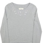 HOLLISTER Womens Grey Pullover Sweatshirt M Beaded Detail Cotton Blend