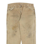 DICKIES Mens Relaxed Beige Cotton Blend Zip Trousers W40 L30 Workwear Casual