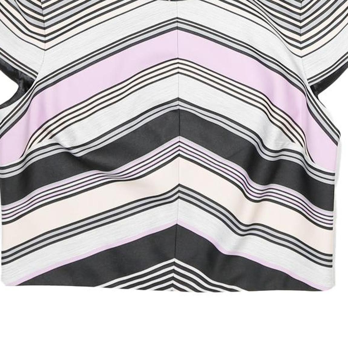 TED BAKER Womens Black & Pink Printed Short Sleeve Round Neck Top S Stylish