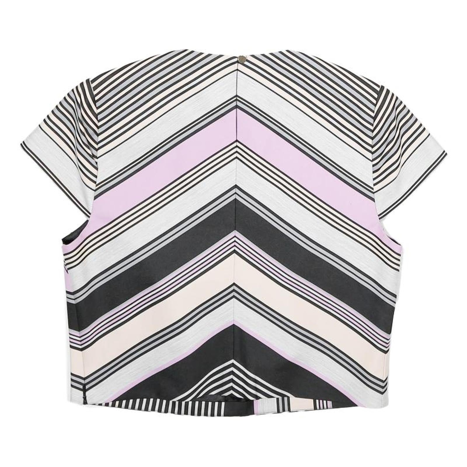 TED BAKER Womens Black & Pink Printed Short Sleeve Round Neck Top S Stylish